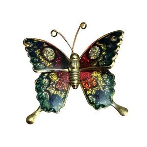 Vintage Butterfly Enamel Cloisonne Brooch Pin Multicolor Metal Jewelry Accessory